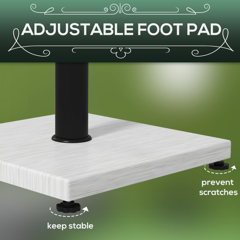 Outsunny 12kg Garden Parasol Base with Adjustable Foot Pad and Knob, Concrete Umbrella Stand with Wood Effect, Rectangular Parasol Holder for 38mm and 48mm Poles, White
