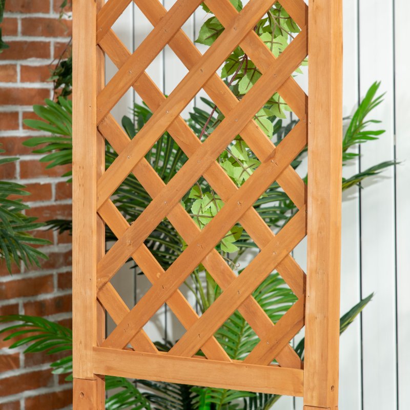 Outsunny Garden Bench, Arch Pergola with Natural Wooden Garden Arbour with Seat for Vines/Climbing Plants for Outdoor Space, Brown