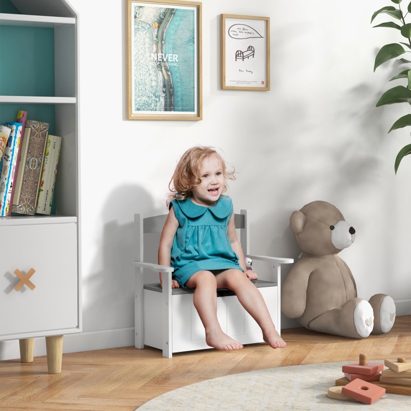 AIYAPLAY Toy Box, 2 in 1 Toy Storage Chest Kids with Lid, Large Toy Storage Organiser Bench for Bedroom, Nursery, Playroom, Grey