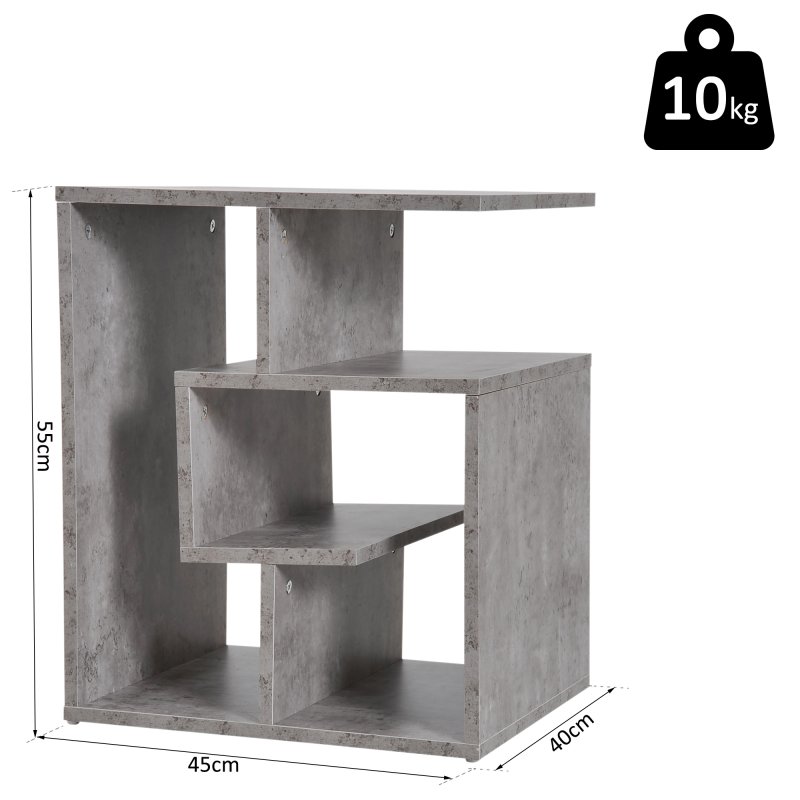 HOMCOM Side Table, 3 Tier End Table with Open Storage Shelves for Living Room, Bedroom
