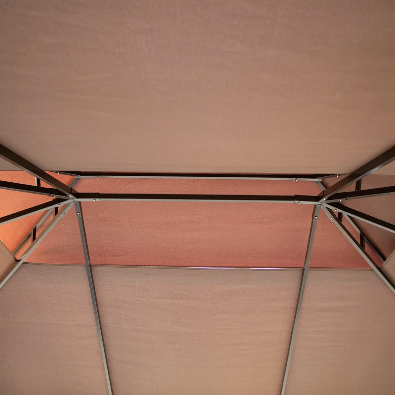 Outsunny 3 x 4m Aluminium Garden Gazebo, Marquee Canopy Shelter Pavilion Party Tent with Nets and Curtains for Garden and Deck, Coffee