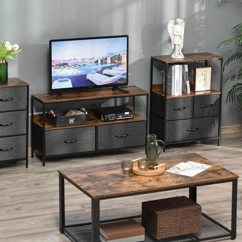 HOMCOM 3 Drawer Storage Chest Unit Home Cabinet w/ Shelves Home Living Room Bedroom Entryway Living Furniture