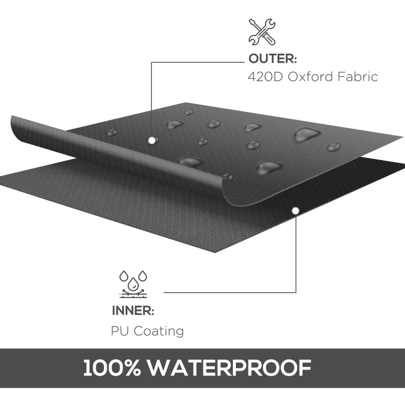 Outsunny L-Shaped Garden Furniture Cover with PU Coating, 420D Oxford Fabric Rattan Corner Sofa Cover, Waterproof Anti-UV Dustproof Windproof, Black, 250 x 250 x 79cm