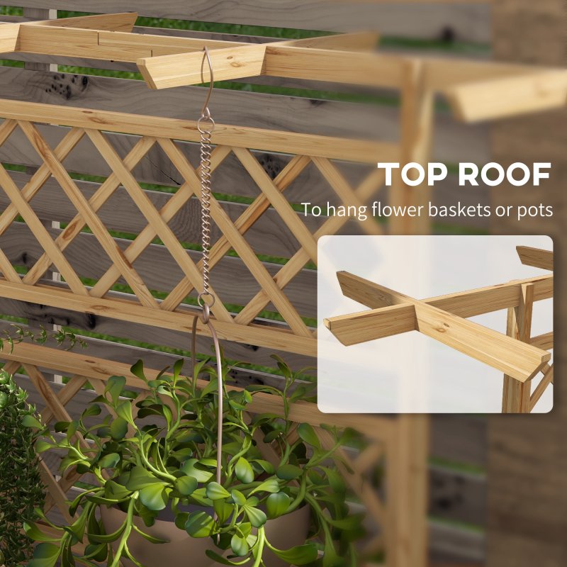 Outsunny Wood Planter with Trellis, Raised Garden Bed Privacy Screen Planter Box to Grow Vegetables, Herbs and Flowers for Garden, Patio, Deck, Natural