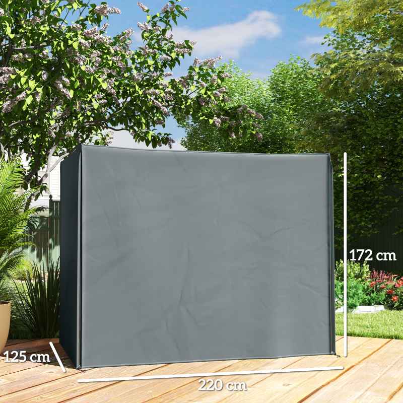 Outsunny 3 Seater Garden Swing Cover, Waterproof Swing Chair Cover, Windproof and Anti-UV 420D Outdoor Swing Bench Cover with Zip, 220 x 125 x 172cm, Grey