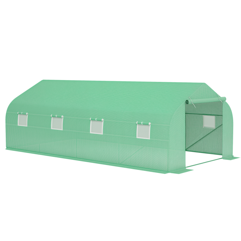 Outsunny Polytunnel Greenhouse with Windows and Door, Walk in Greenhouse for Garden, Backyard (6 x 3 M)