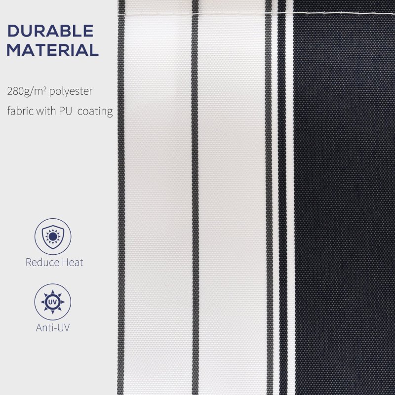 Outsunny 2.5m x 2m Retractable Awning, DIY Garden Awning Canopy, Anti-UV Sun Shade Shelter with Aluminium Frame and Crank Handle, Blue and White