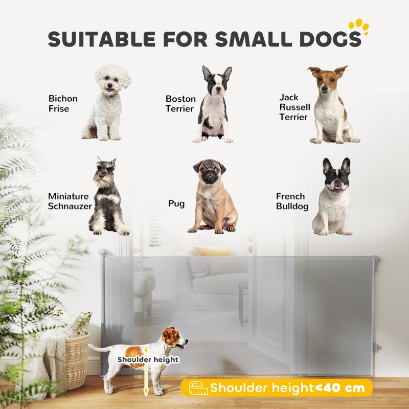 PawHut Retractable Stair Gate for Dogs, Extra Wide Dog Gate Extends Up to 180 cm Wide, 86.5 cm Tall, for Doorways, Stairways, Hallways, Indoor and Outdoor, Grey