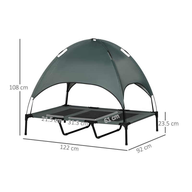 PawHut Raised Dog Bed Waterproof Elevated Pet Cot with Breathable Mesh UV Protection Canopy , for XL Dogs, 122 x 92 x 108cm