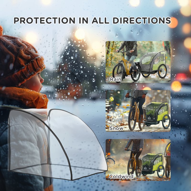 HOMCOM Baby Bike Trailer Cover, Waterproof Bicycle Trailer Storage Cover, Anti Dust Rain Snow, Cold Wind, 76 x 61 x 61 cm