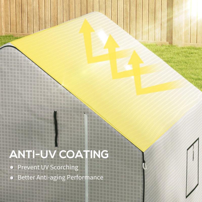Outsunny Walk-in Greenhouse Cover Replacement with Roll-up Door and Mesh Windows, Reinforced PE Hot House Cover, COVER ONLY, 140 x 143 x 190cm, White
