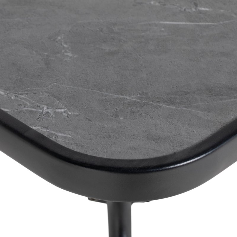 Outsunny 80x80cm Outdoor Dining Table, Faux-marbled Garden Table with Umbrella Hole, Square Patio Table with Steel Frame for Porch, Balcony, Black