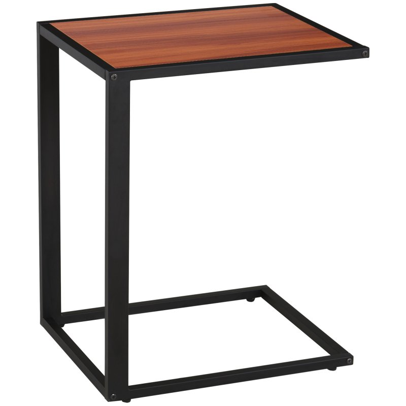 HOMCOM C-Shaped Side Table, Sofa End Table with Metal Frame, Accent Couch Table for Living room, Bedroom