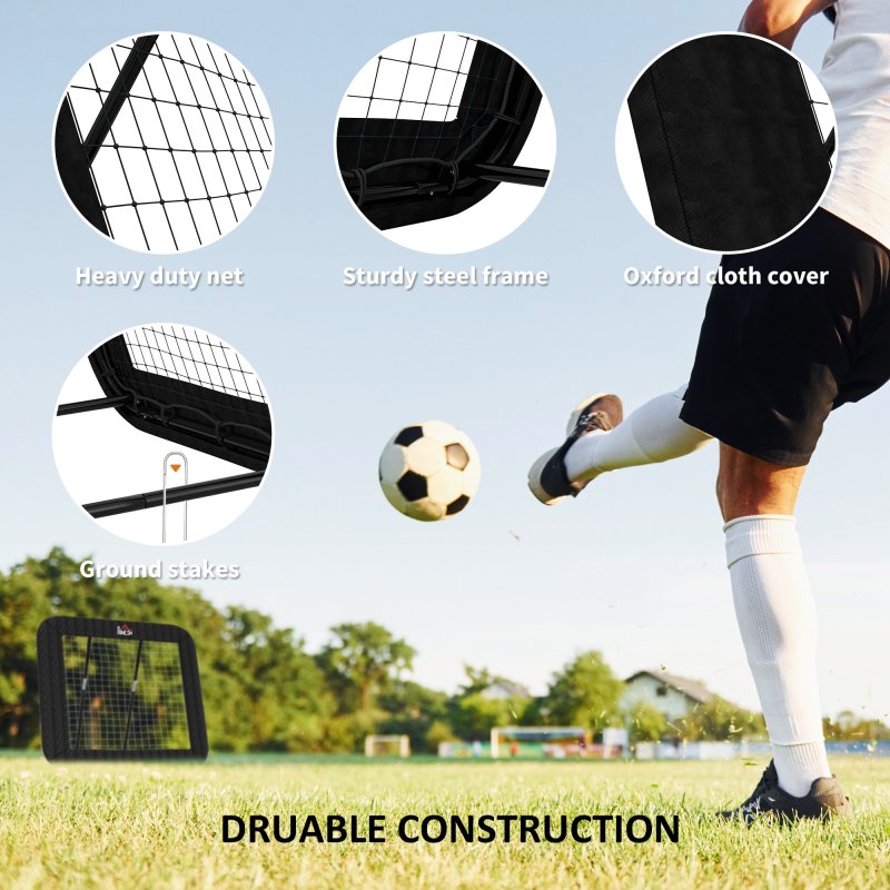 HOMCOM Football Rebounder Net with 5 Adjustable Angles, Foldable Football Kickback Target Goal for Garden Training Teaching