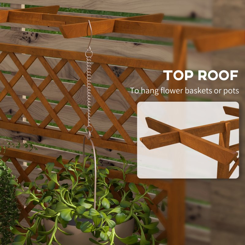 Outsunny Wood Planter with Trellis, Raised Garden Bed Privacy Screen Planter Box to Grow Vegetables, Herbs and Flowers for Garden, Patio, Deck, Orange
