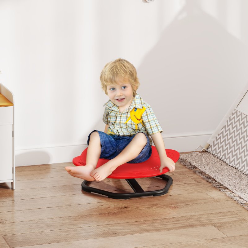 AIYAPLAY Sensory Spinning Chair for Kids, Planet-Shaped Swivel Chair for Balance and Coordination Training, Multi-Position Spinning Seat with Non-Slip Base, Red