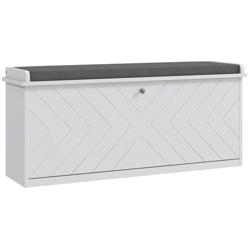 HOMCOM Shoe Bench, Entryway Bench with Flip Drawer, Seating Cushion and Adjustable Shelf for 10 Pairs of Shoes for Hallway, White
