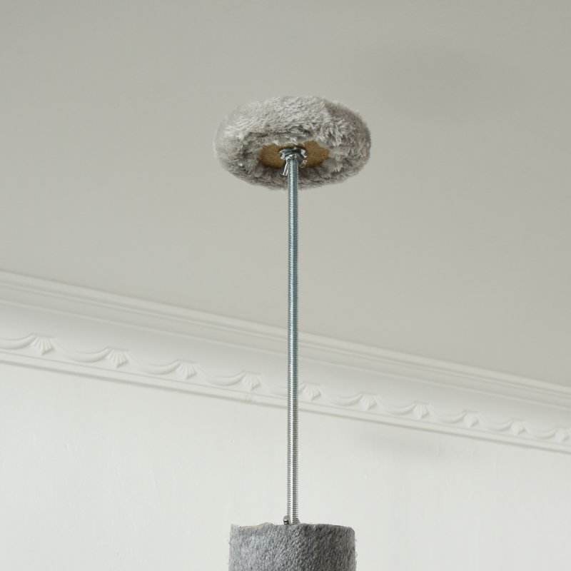 PawHut Floor to Ceiling Cat Tree for Indoor Cats, Kitten Tower, Condo, Multi-Layer Activity Center, Indoor Pet Play House with Solid Scratching Post Hanging Balls, Light Grey