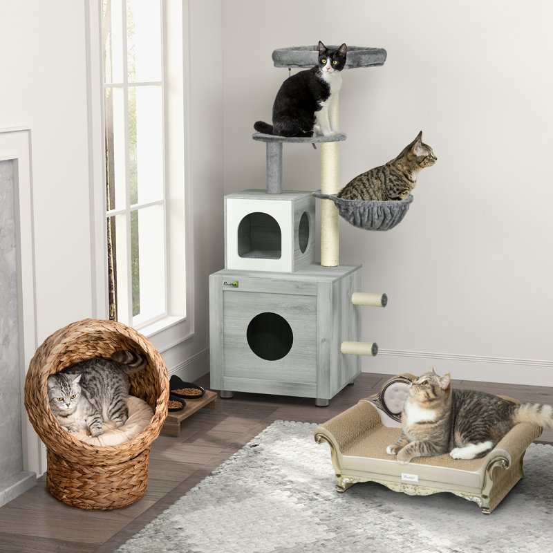 PawHut Cat Scratching Board, Cat Scratching Pad for Indoor Cats, Cat Scratcher with Catnip, 60 x 29.5 x 29cm - Brown