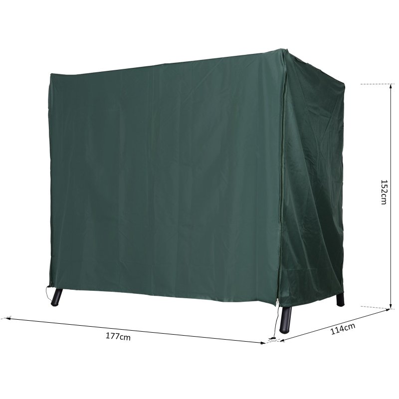 Outsunny 3 Seater 600D Oxford Patio Swing Chair Cover Outdoor Garden Furniture Rain Protection Protector Waterproof Anti-UV, 177 x 114 x 152cm, Green