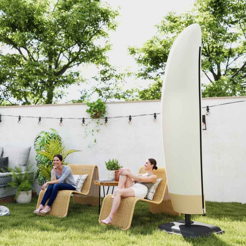 Outsunny Parasol Cover, 600D Oxford Cantilever Umbrella Cover Fit for 2-4m Parasol, Banana Umbrella Protector with Zipper for Outdoor Garden, Patio, White