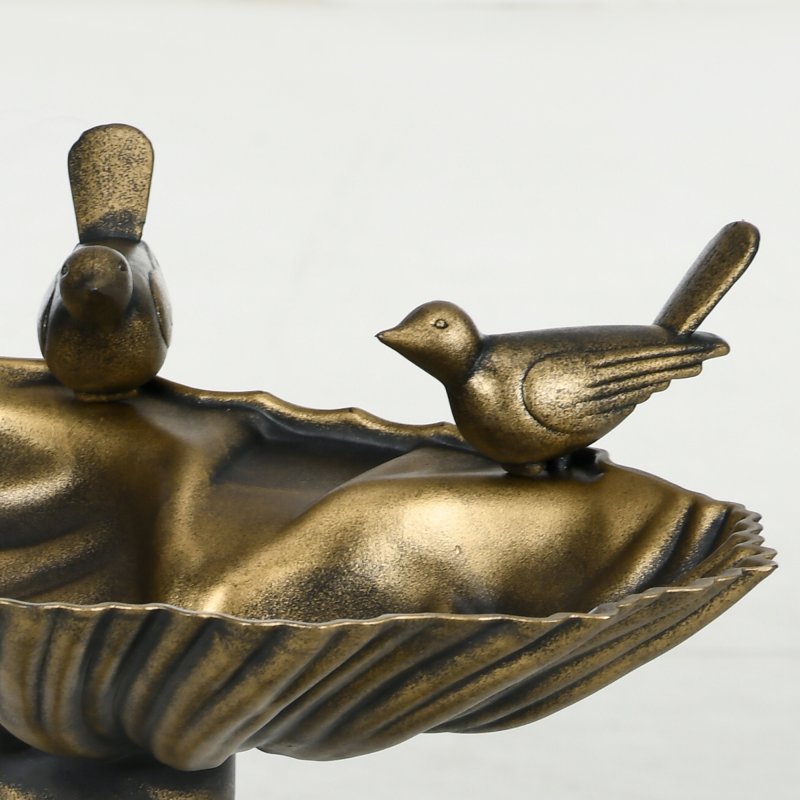 Outsunny 81cm Tall Bird Bath with 2 Decorative Birds, Vintage Style Birdbath with Flower Planter Base, Bird Bath Bowl for Garden, Bronze Tone
