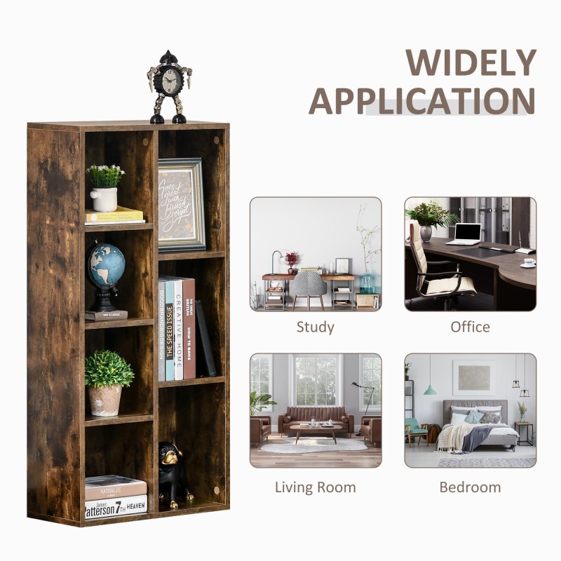 HOMCOM 3 Tier Bookshelf, Modern Cube Bookcase with 7 Open Storage Compartments, Freestanding Display Storage Unit for Living Room, Bedroom, Study