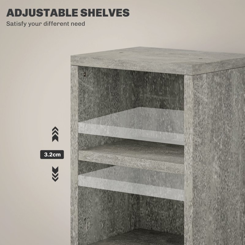 HOMCOM 204 CD Media Display Shelf Unit Set of 2 Blu-Ray Tower Rack w/ Adjustable Shelves Bookcase Storage Organiser, Cement Grey