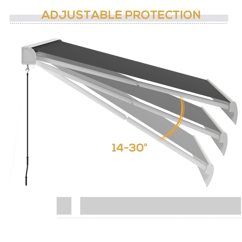 Outsunny 4 x 3(m) Electric or Manual Retractable Awning, Half Cassette, with Remote Controller, Manual Crank Handle and Aluminium Frame, Sun Canopies for Patio Deck Door Window, Grey