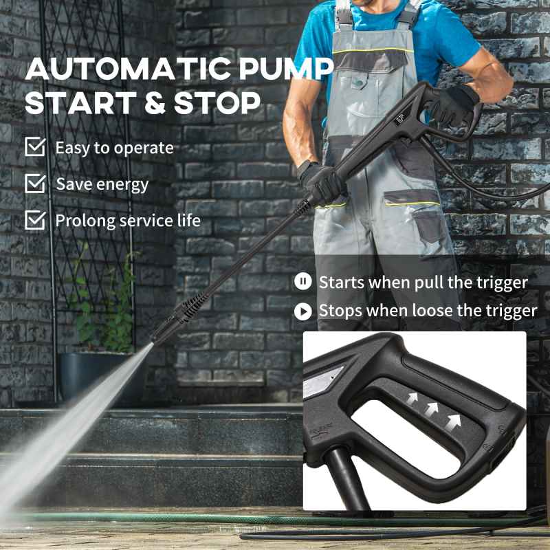 DURHAND 1800W High Pressure Washer, 150 Bar Pressure, 510 L/h Flow, High-Performance Portable Power Washer Jet Wash Cleaner with 6M Hose, Snow Foam Bottle for Garden, Car, Furniture, Blue
