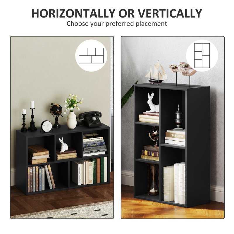 HOMCOM 2 Tier Bookshelf, Modern Cube Bookcase with 5 Open Storage Compartments, Freestanding Display Storage Unit for Living Room, Bedroom, Study