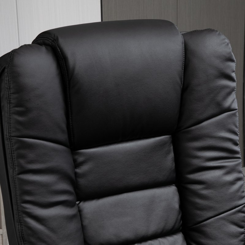 HOMCOM Recliner Chair With footstool, Recliner Armchair up to 130kg Weight Capacity, 135 Reclining Swivel Sofa Chair, PU Leather Ergonomic Couch Bed with Swivel Wood Base for Living Room, Black