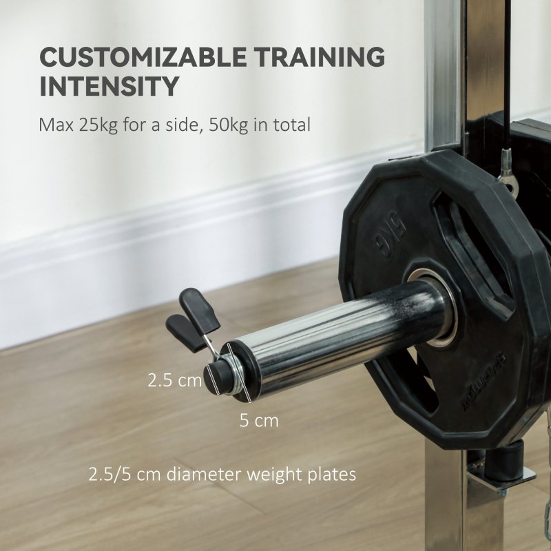 SPORTNOW 3-In-1 Smith Machine, Multifunctional Power Cage with Dual Cable Pulley System, Chest Press Station, 17-Level Squat Rack and Barbell Bar, Home Gym System