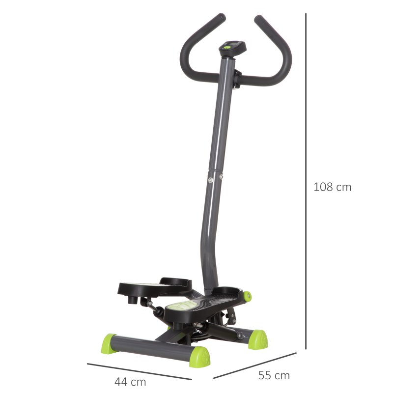 HOMCOM Twister Stepper, Step Machine, Aerobic Exercise Workout Machine w/ Adjustable Resistance, LCD Screen and Handlebars - Grey