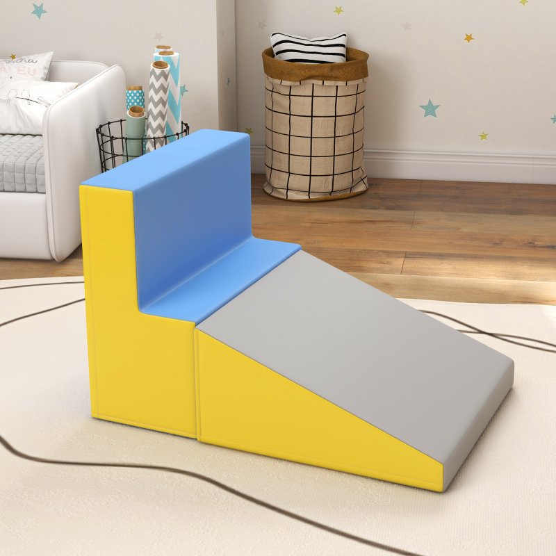HOMCOM Soft Play Set, 2 Piece Kids Climb and Crawl Foam Play Activity Toys, Soft Play Equipment for Toddlers 12-36 Months, Grey