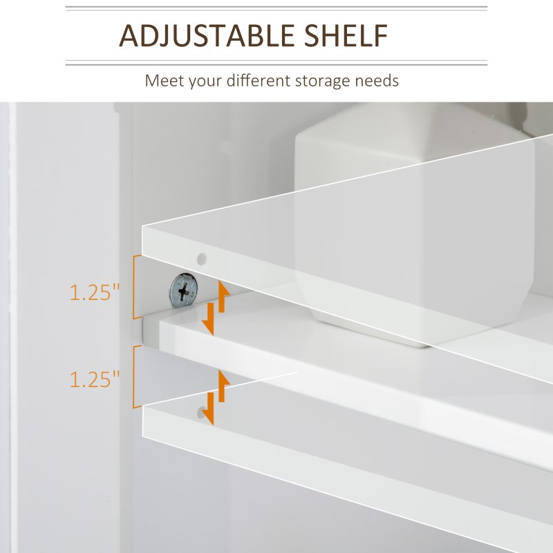 kleankin Under Sink Cabinet, Bathroom Sink Cabinet with 2 Doors, Pedestal Under Sink Design, Freestanding Bathroom Cupboard with Adjustable Shelf