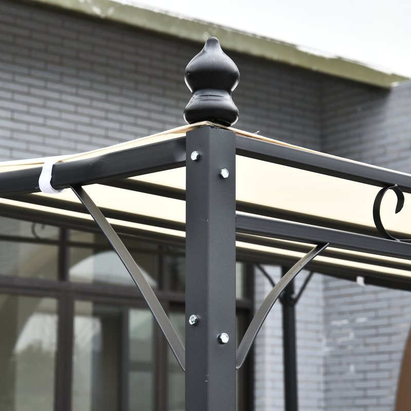 Outsunny 3 x 3 Meters Canopy Metal Wall Gazebo Awning Garden Marquee Shelter Door Porch, Cream White