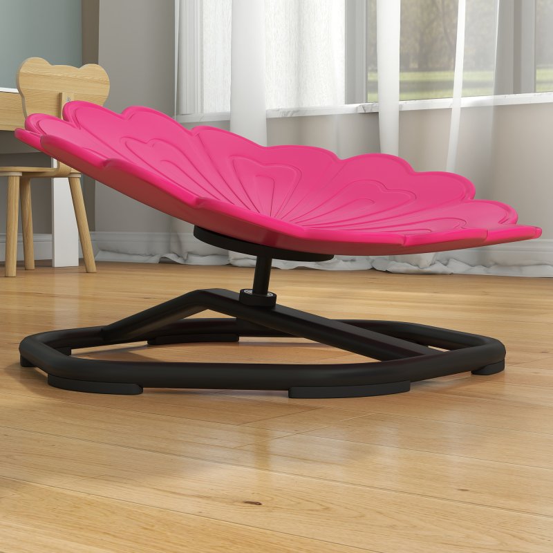 AIYAPLAY Kids Spinning Chair for Autism, Sensory Swivel Chair for ADHD Children, Flower Shaped Sit and Spin Wobble Chair with Metal Base & Non-Slip, Sensory Balance Toy for 3-8 Years Old, Pink