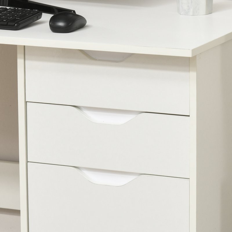 HOMCOM Computer Desk with Drawers, High Gloss Home Office Desk with Storage Cabinet, Study Workstation, 120 x 60cm
