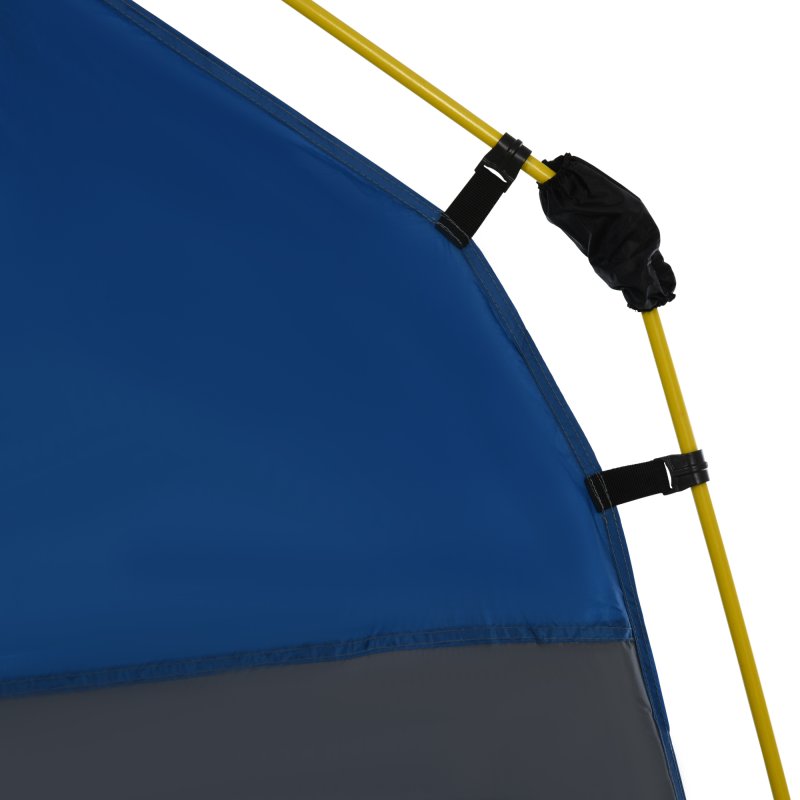 Outsunny Instant Pop Up Camping Tent, 4 Man Dome Tent with 4 Doors, Sewn-in Groundsheet, Carry Bag and Top Hook for Fishing Hiking Festival, Grey