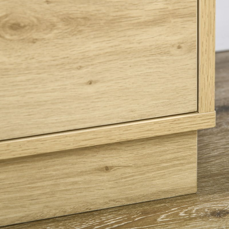HOMCOM Bedroom Chest of Drawers, Boho Rattan Dresser with 4 Drawers, Storage Cabinet for Living Room, Hallway, Entryway, Natural Wood Finish