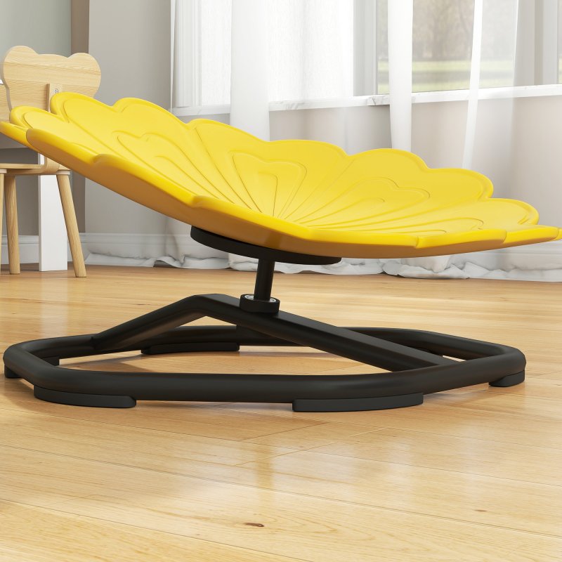 AIYAPLAY Kids Spinning Chair for Autism, Sensory Swivel Chair for ADHD Children, Flower Shaped Sit and Spin Wobble Chair with Metal Base & Non-Slip, Sensory Balance Toy for 3-8 Years Old, Yellow