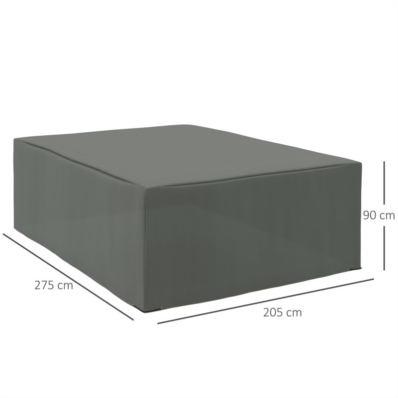 Outsunny 600D Oxford Outdoor Garden Furniture Sofa Set Cover, Waterproof Anti-UV Rattan Sun Lounger Protection Protector Cover, 275L x 205W x 90Hcm, Grey