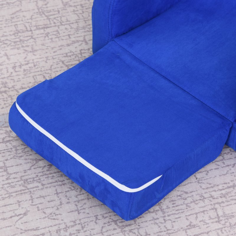 HOMCOM Children's Armchairs Kids Toddler Sofa Chair 2 In 1 Sofa Bed Folding Couch Soft Flannel Sponge Playroom Bedroom Living Room Blue