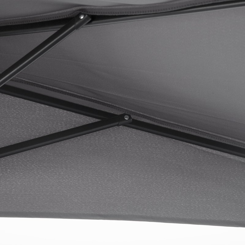 Outsunny 3(m) Half Parasol, Semi Round Umbrella with Metal Frame, Crank Handle for Balcony, Garden, Grey