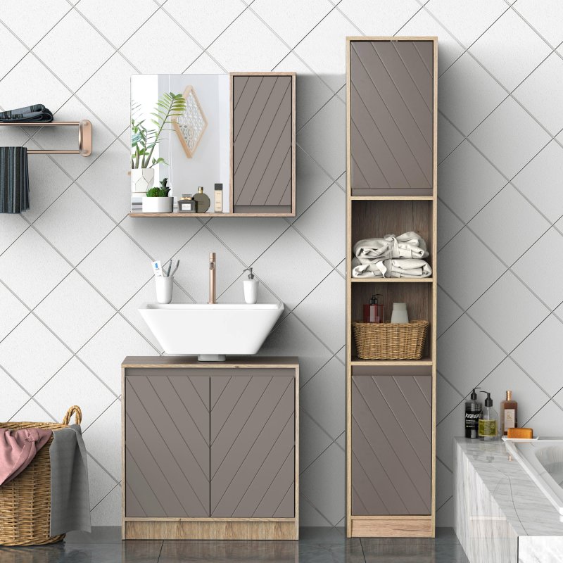HOMCOM Bathroom Mirror Cabinet, Wall-Mounted Bathroom Cabinet with Mirror and Adjustable Inner Shelf,  57L x 14.2W x49.2H cm