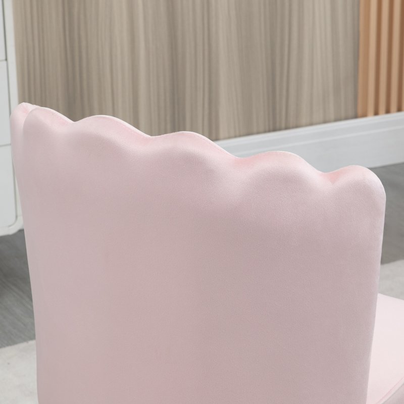 HOMCOM Shell Luxe Velvet Accent Chair with Gold-tone Metal Legs, Modern Vanity Chair for Living Room, Bedroom, Home Office, Pink