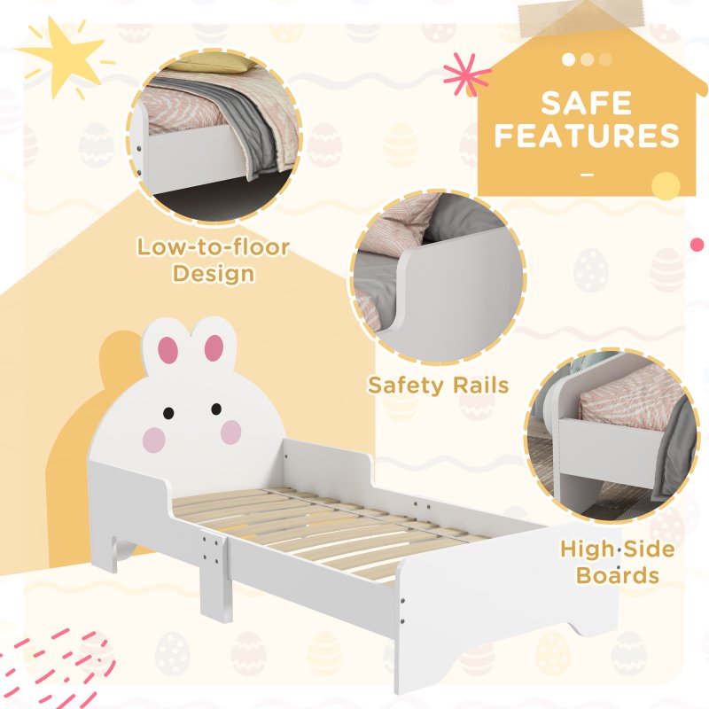 ZONEKIZ Toddler Bed Frame, Kids Bedroom Furniture, for Ages 3-6 Years, 143 x 74 x 75cm - White