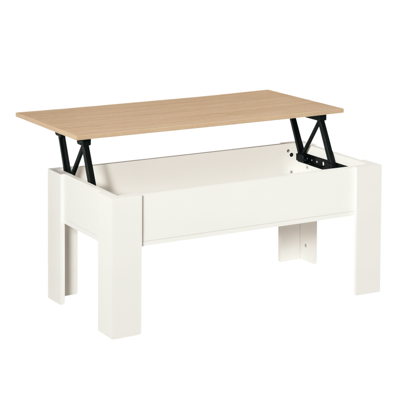 HOMCOM Lift Top Coffee Table with Hidden Storage Compartment, Lift Tabletop Pop-Up Center Table for Living Room