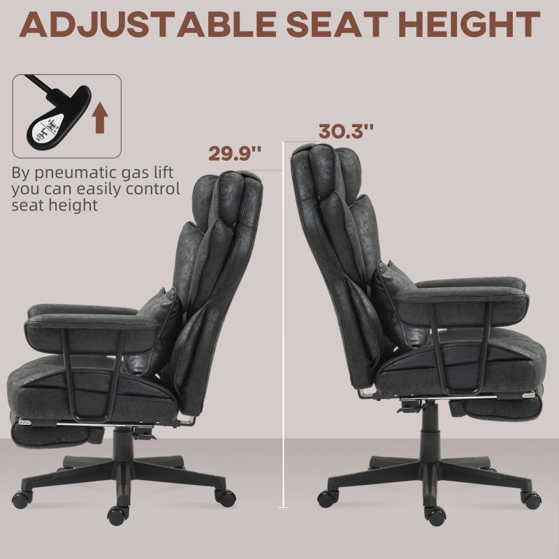 HOMCOM Massage Office Chair with 6 Point Massage and Heat, Desk Chair with Footrest, Reclining Backrest, Swivel Wheels, Adjustable Height, Black